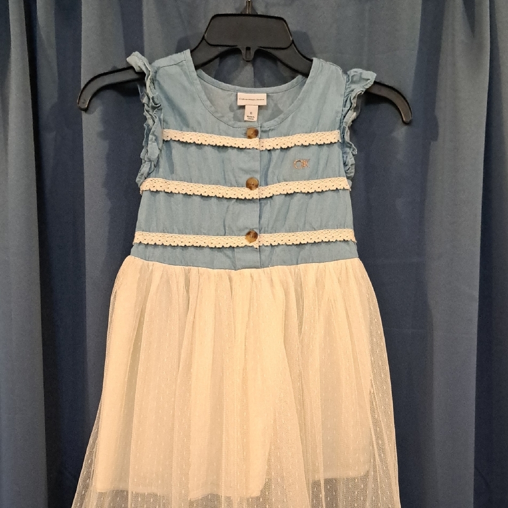 Calvin Klein Jeans Blue and Orange Sleeveless Sundress